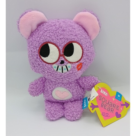 Bark Other - 7.5" BARK Purple Pink Valentine Square Bear Dog Toy New w/ Tag 2